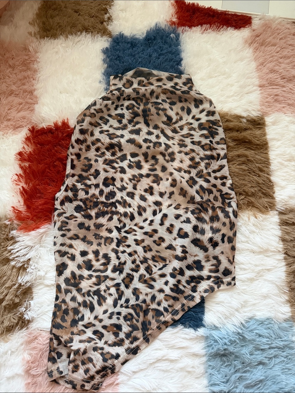 Leopard Print Asymmetric High Neck top - Women
